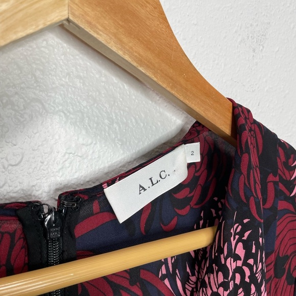 A.L.C Bailey Floral V Neck Midi Dress 2 - Picture 5 of 11